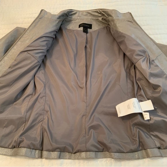 Danier Leather Jacket Sand Print Metallic Pearlized Colors Ruffle Pleated - Picture 8 of 11